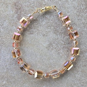 Gold Filled Yellow Topaz Crystal Cube Bracelet: November Birthstone