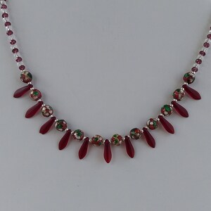 Sterling Silver Necklace: Cloisonne, Sea Glass & Crystal Beaded Jewelry