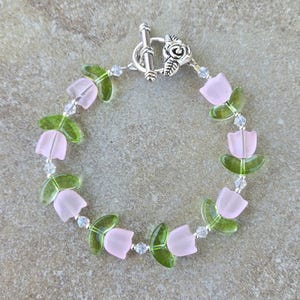 Sterling Silver Floral Bracelet, Tulip Bracelet, Flower Bracelet, Floral Jewelry, Flower Jewelry, Tulip Crystal Bracelet, Tulip Floral Gift