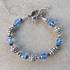 Bali Sterling Silver Bracelet: Swarovski Crystal Beaded Jewelry
