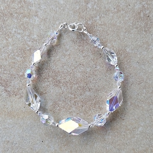 Sterling Silver Swarovski Bracelet, Colorful Crystal Bracelet, Aurora Borealis Bracelet, Rainbow Crystal Bracelet, Vintage Swarovski Jewelry