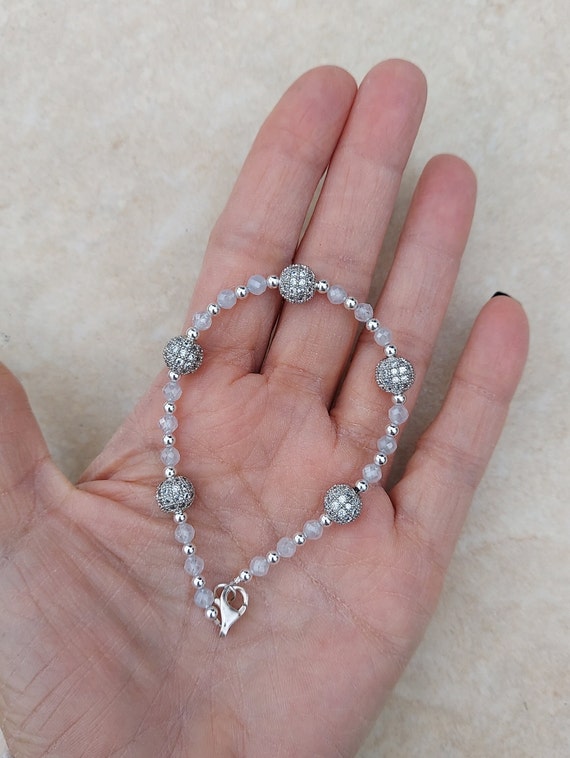 Cubic Zirconia bracelet, sterling silver Zirconia… - image 3