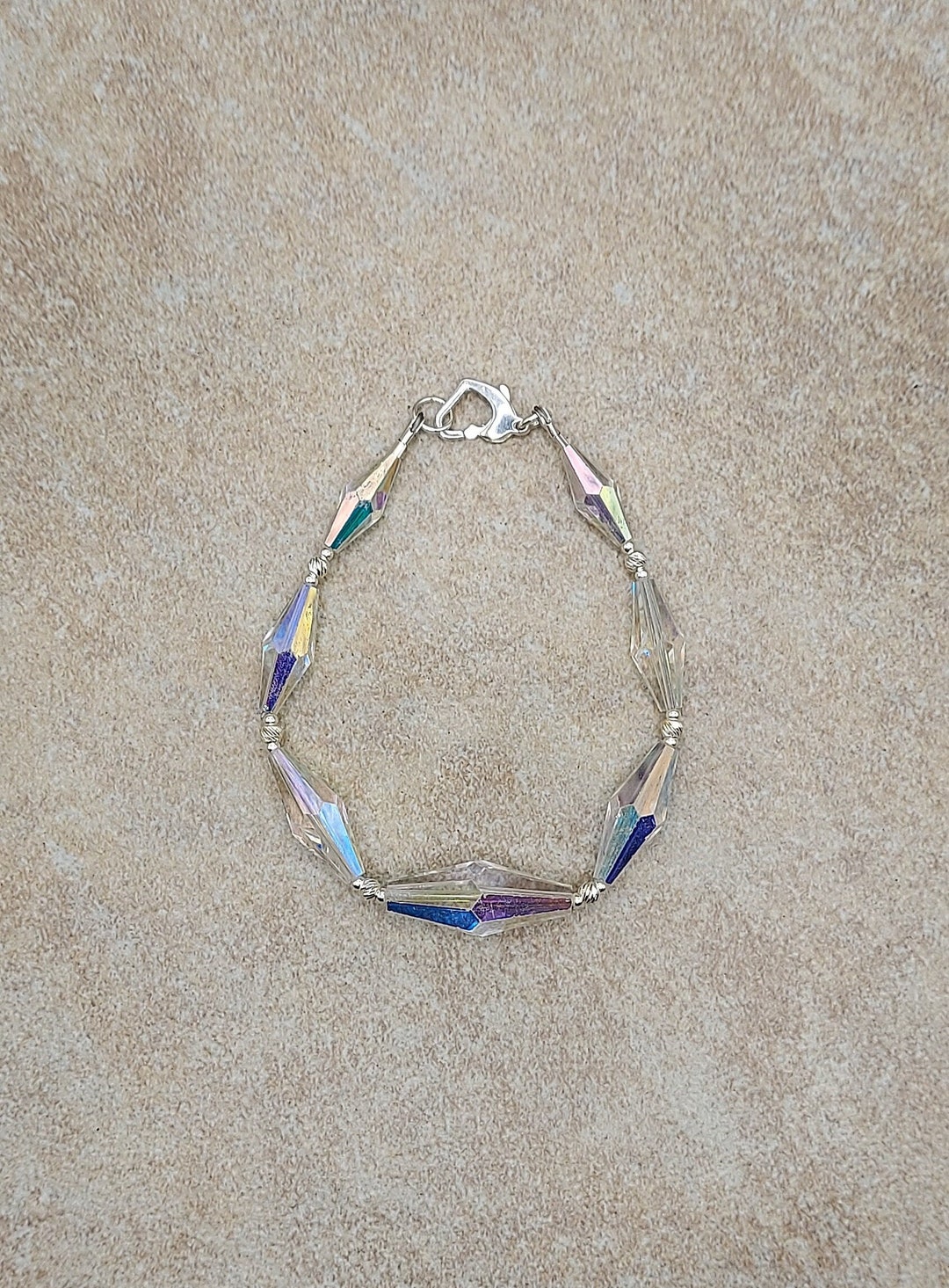 Sterling Silver Aurora Borealis Bracelet Swarovski Crystal AB - Etsy