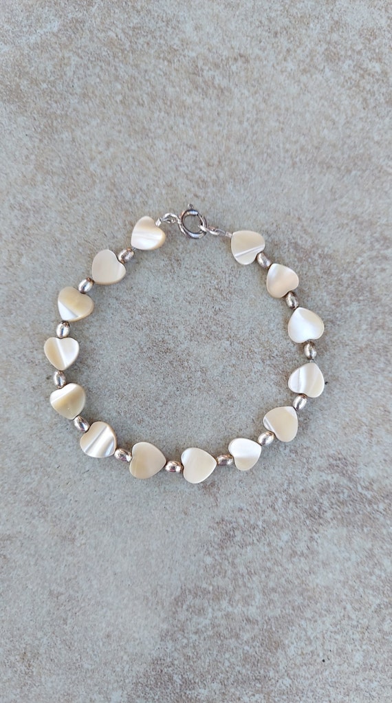 Sterling Silver Heart Shape Shell Bracelet, Summer