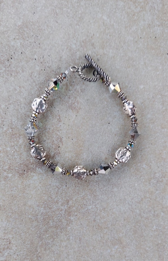Sterling Silver Swarovski Crystal Bracelet, Bali S