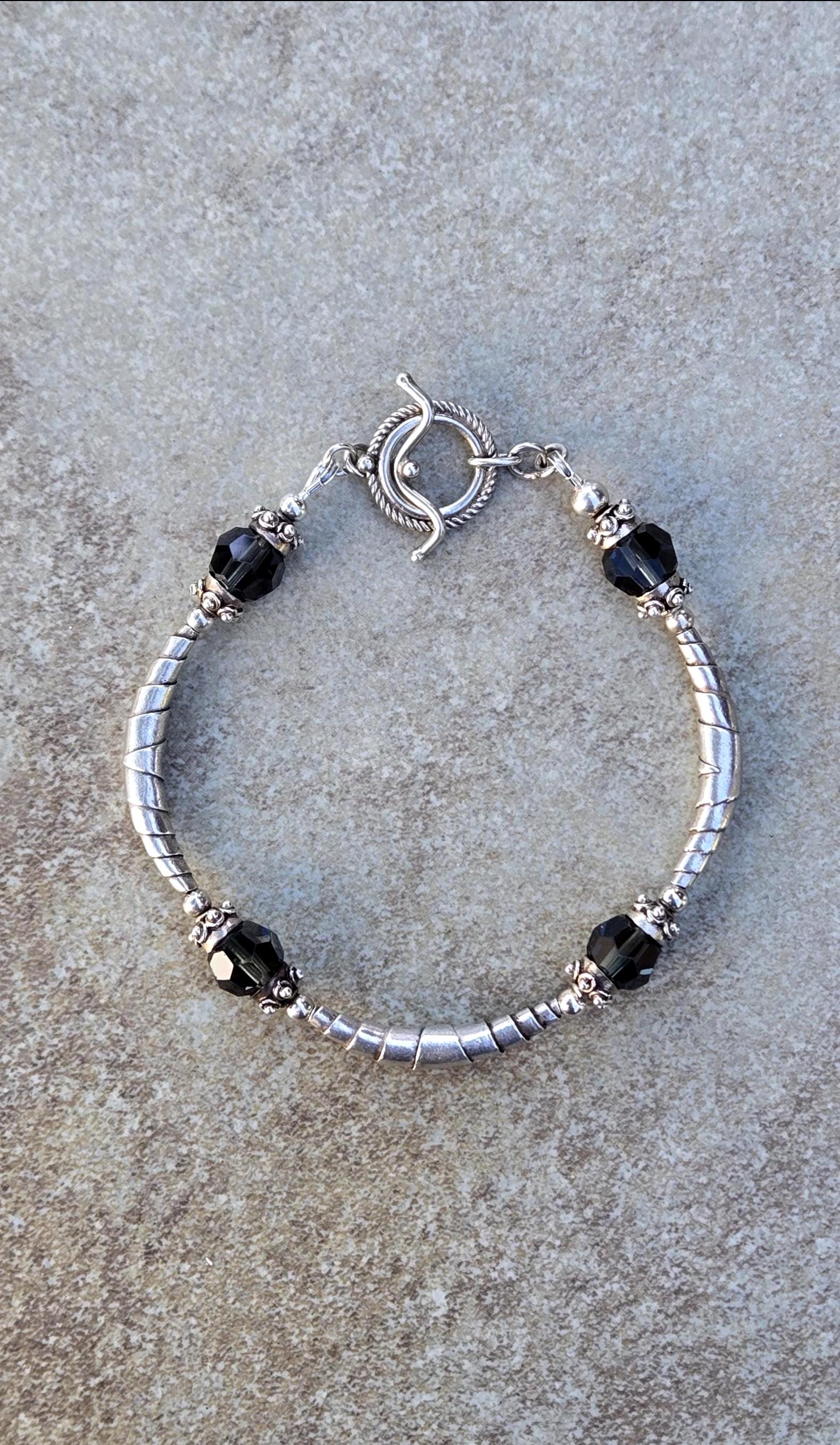 Antique silver swarovski crystal bangle - Etsy 日本