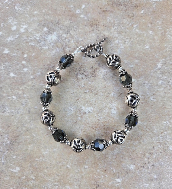 Bali Sterling Silver Swarovski Crystal Bracelet, Swarovski  display picture 1