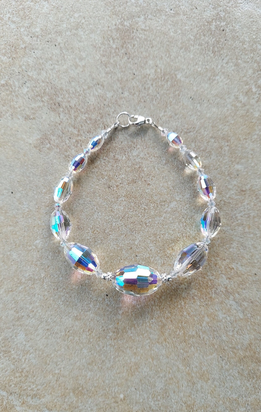 Swarovski Vintage Handmade Aurora Borealis Bracelet, Sterling