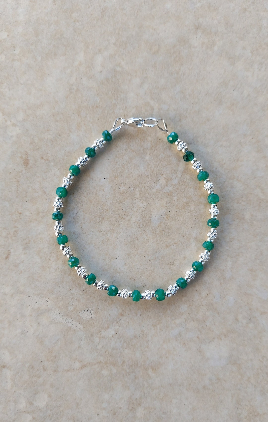 Sterling Silver Emerald Bracelet Genuine Emerald Bracelet Etsy