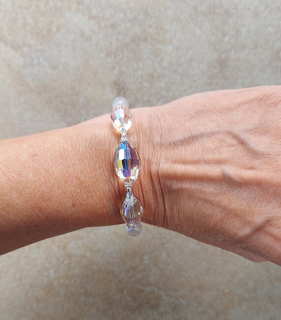 Sterling Silver Swarovski Aurora Borealis Bracele… - image 6