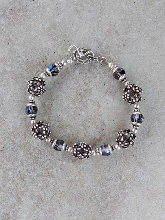 Sterling Silver Swarovski Crystal Bracelet, Bali S