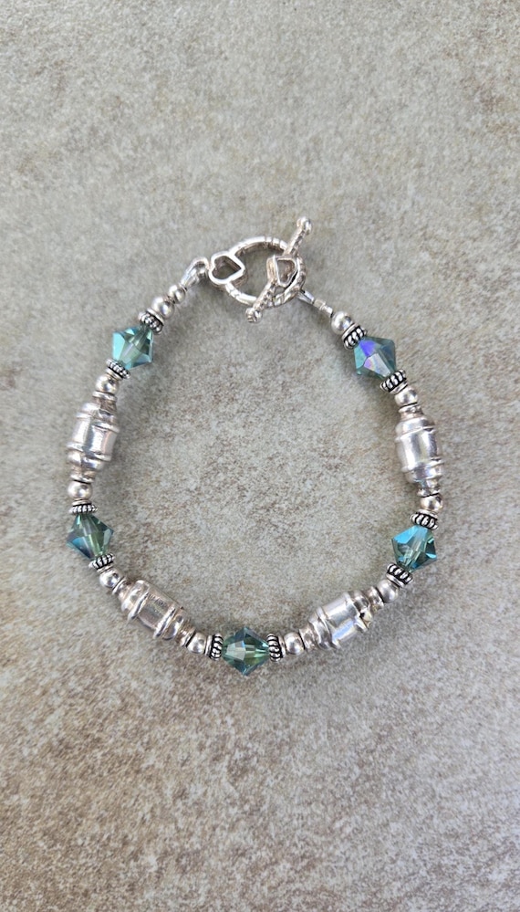 Swarovski Crystal Sterling Silver Bracelet: Bali Sterling  display picture 1