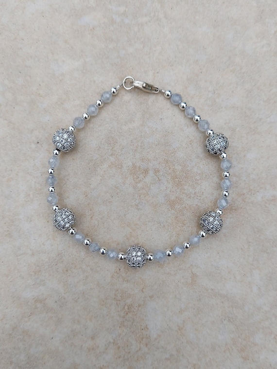 Cubic Zirconia bracelet, sterling silver Zirconia… - image 1