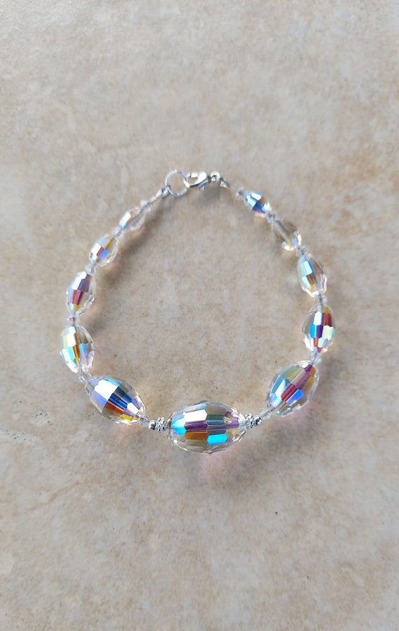 Sterling Silver Swarovski Aurora Borealis Bracele… - image 2