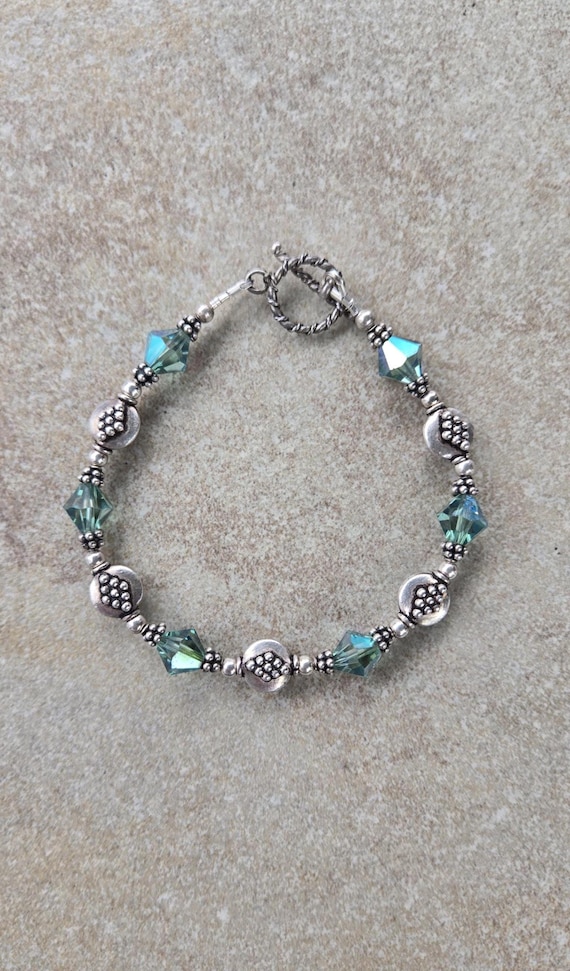 Bali Sterling Silver and Swarovski Crystal Bracelet, Erinite  display picture 1