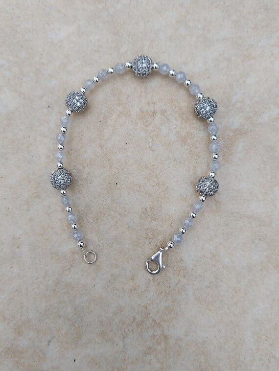 Cubic Zirconia bracelet, sterling silver Zirconia… - image 4