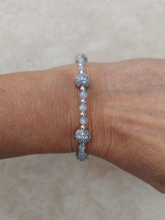 Cubic Zirconia bracelet, sterling silver Zirconia… - image 7