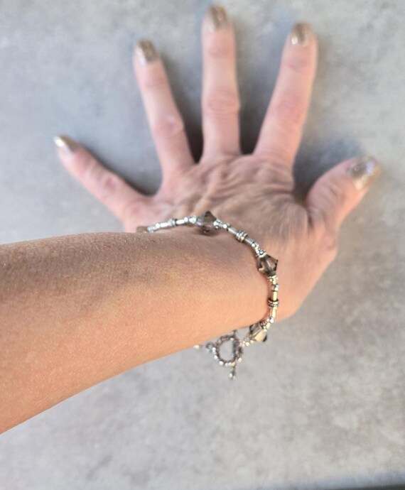 Bali Sterling Silver Swarovski Bracelet: Black Diamond  display picture 1