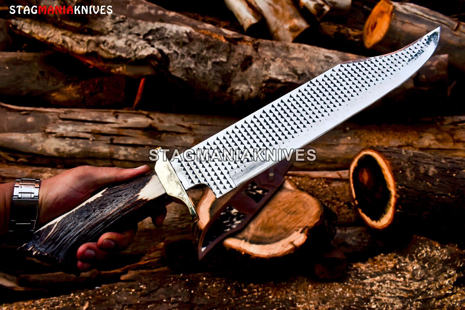 Farrier Rasp Blade Hunting Bowie Knife With Sheath Best Gift Etsy