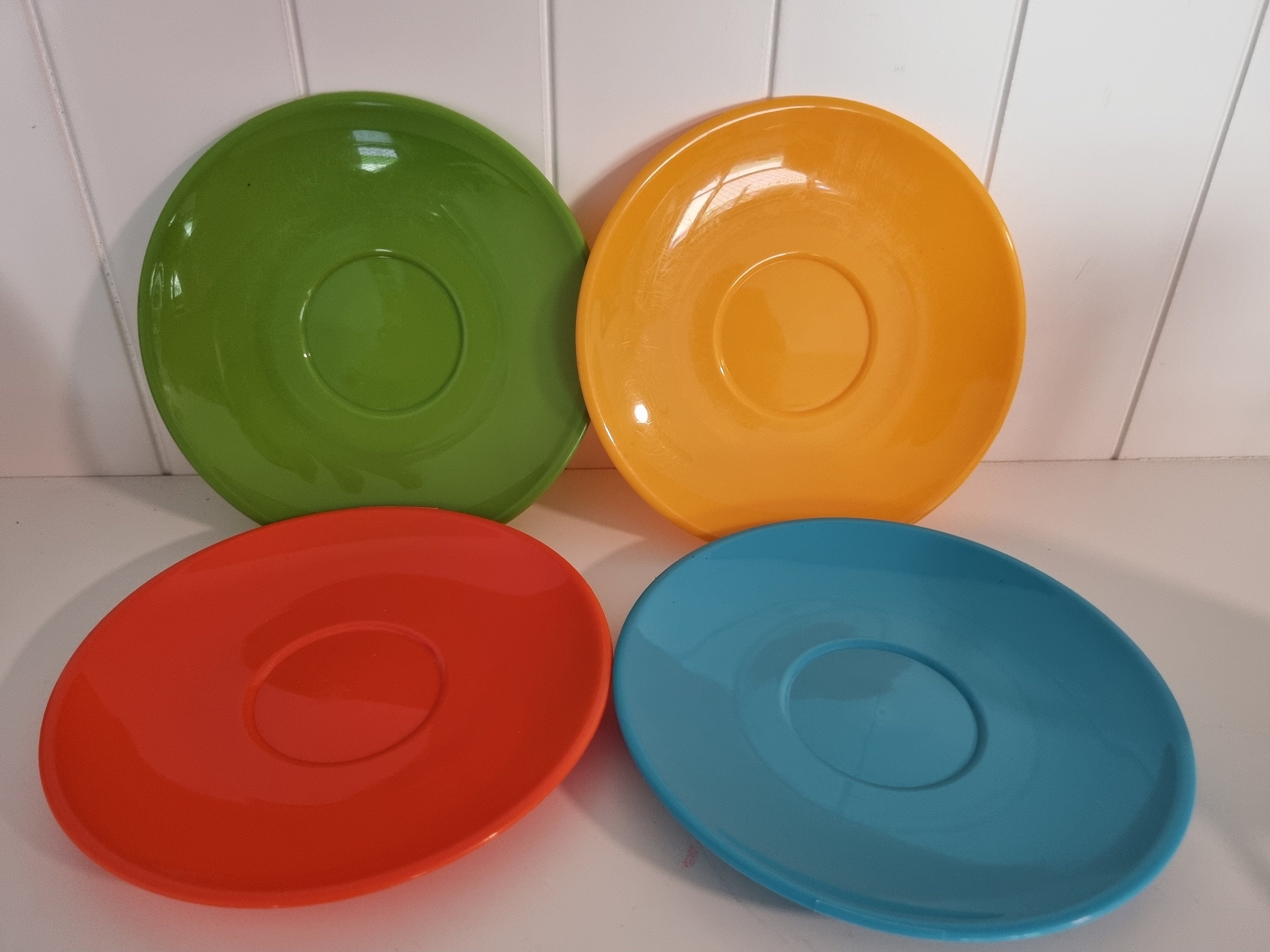 Retro Plastic Cups and Saucers Vintage Set of Colourful Cups Etsy