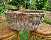 vintage cane basket - laundry display photoshoot baby decor garden old faded worn pre-loved eclectic