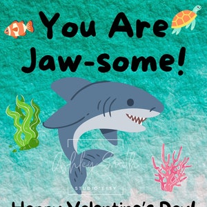 Shark Valentine Card Digital Download Printable