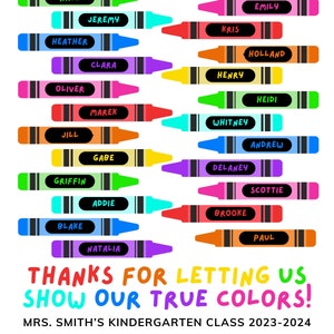 Crayon Customized/Personalized Teacher Appreciation or End of the Year Digital Poster