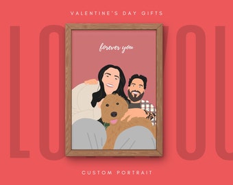 Faceless Portrait, custom illustration, personalised illustration, customize portrait, boyfriend gift, girlfriend gift, valentine's day gift