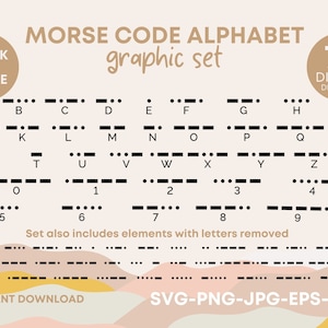 Morse Code Alphabet and Numbers SVG PNG Dxf Eps JPG - International Morse Code Svg, Morse Code Clipart, Secret Code Svg, Morse Code Cut File