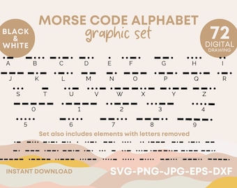Morse Code Alphabet & Numbers Clipart (svg, png, jpg, eps, dxf) – Digital Download