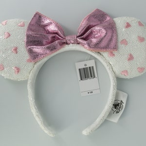 Disney white with pink hearts ears headbands