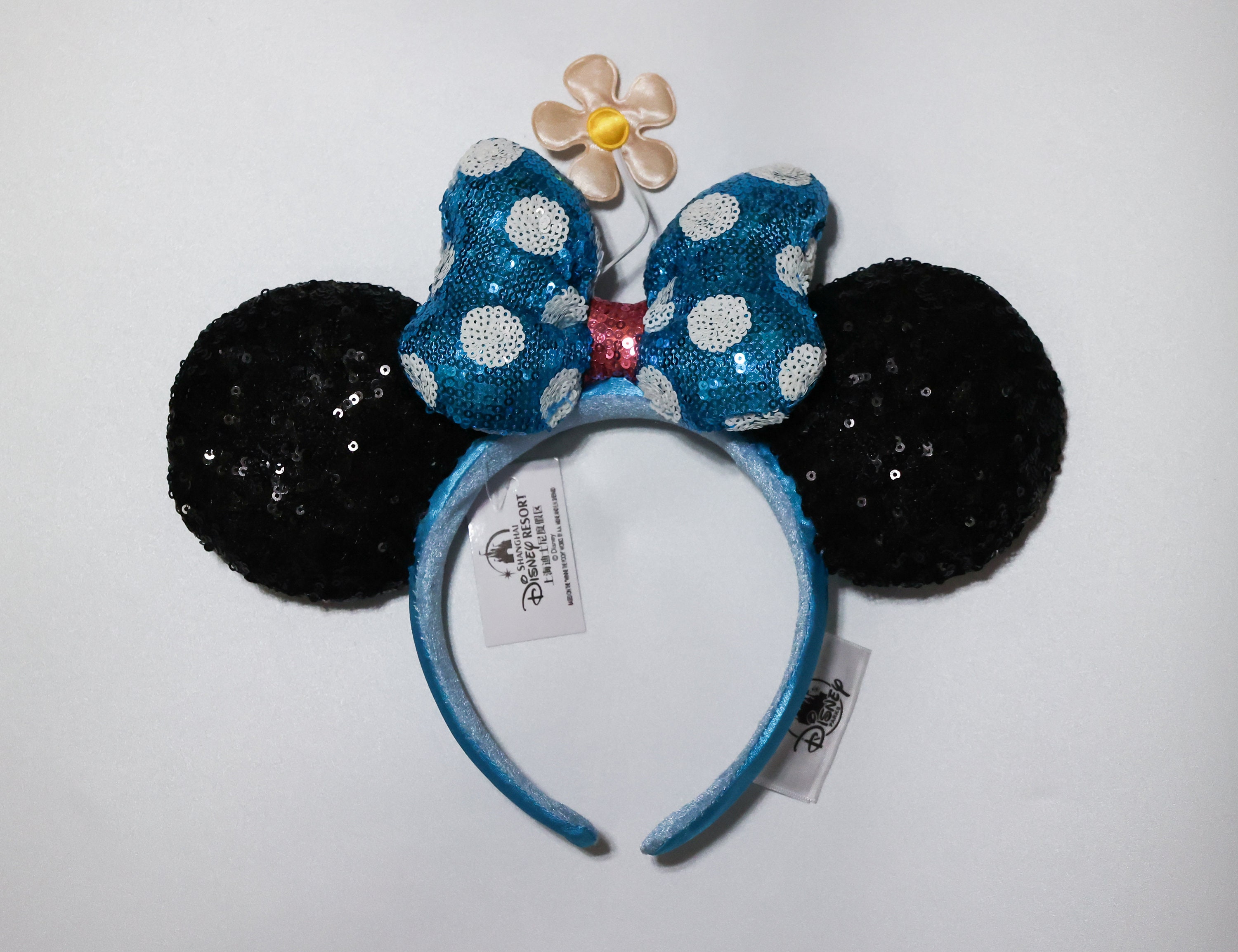 NWT Disney Parks Blue Polka Dot Minnie Ears Daisy Flower Baseball Cap Hat Disney Parks Authentic Minnie, mouse, ears, | Mercari main image 3