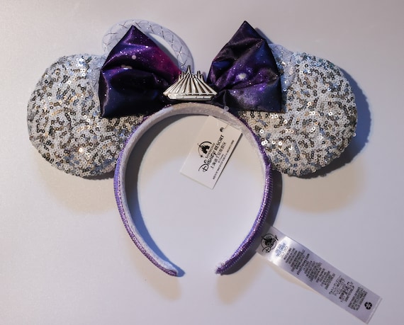 New Disney Parks Shanghai Space Mountain Galaxy Bow Sequin Minnie Ears Headband Minnie Ears Confetti Pink Bow Shanghai Disney main image 4