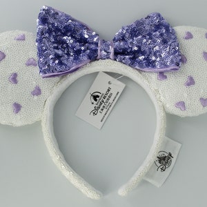 Disney white with purple hearts headband ears