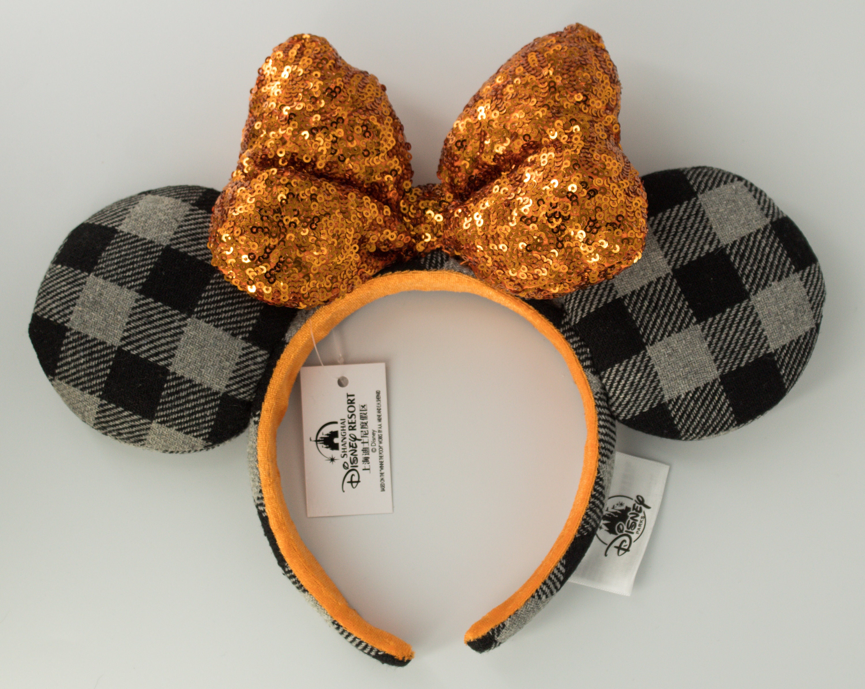 Disney Minnie Mouse Ears Orange Bow Sequin Halloween Plaid Headband NEW! 3 Candy Corn Orange Sequin Mickey Mouse Disney Ears - Etsy main image 4