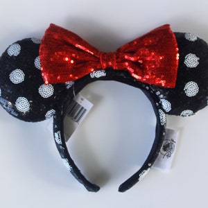 Disney Parks Classic Black and White Polka Dot With Red Bow  display picture 1