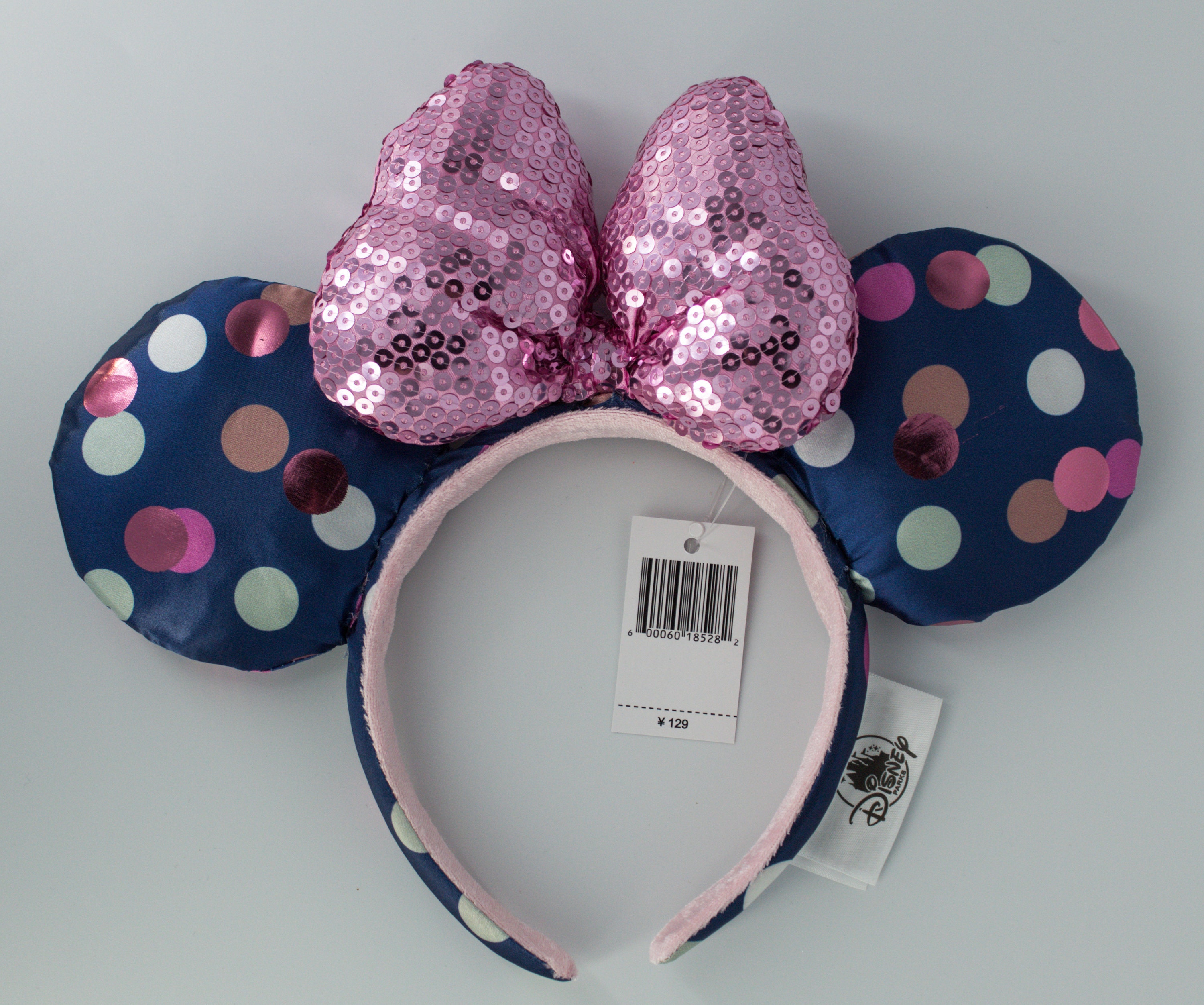 Disney Navy Ear Headband with Gold Bow and Pink Lotus Accent Jasmine Inspired Mouse Ears: Sequin Bow Headband - Etsy main image 4