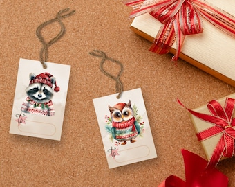 Printable Christmas Gift Tags, Coloring Gift Tags, Holiday Gift Tags