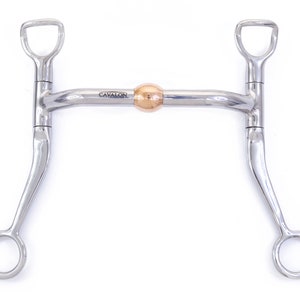 Cavalon 5” Western Flat Shank Gaited Curb Bit with Rolling Copper Bulb