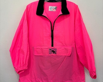 Gotcha Mens Anorak Jacket Medium Vintage 90s Neon Pink Surf Summer Beach