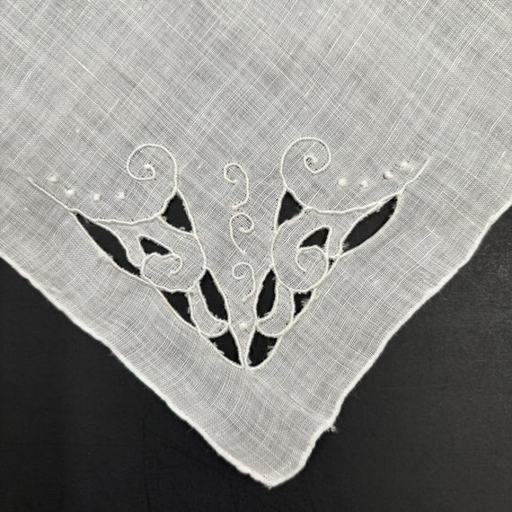 Cutwork 1960s Bridal Wedding Handkerchief Hand Ro… - image 3