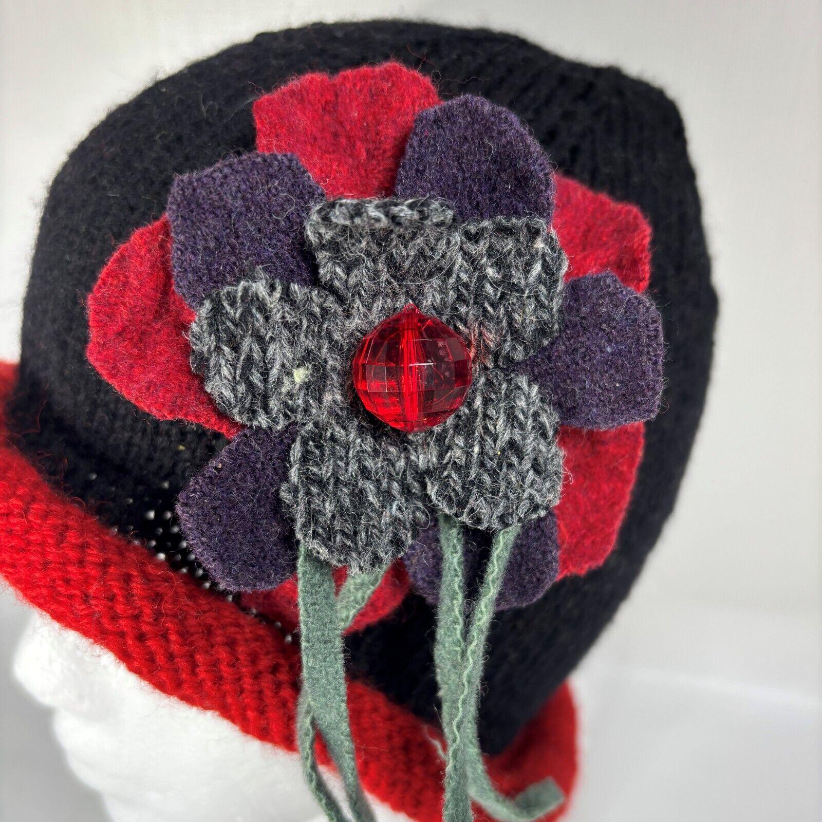 Womens Knit Winter Cloche Hat Embellished Rolled Brim Boho  display picture 2