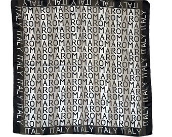 Vintage Womens Souvenir Chic Italian Scarf 40x40 Roma Italy Old Money Capsule