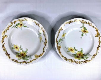 Antique Limoges Wm Guerin Berry Bowls Floral Set 2 Vintage Porcelain Cottage