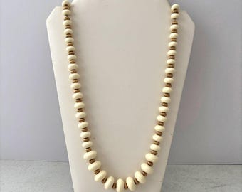 Vintage Monet White Acrylic Beaded Necklace Old Money Parisian Capsule Luxury