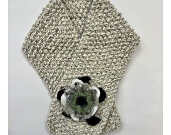 Boho Earthy Granola Cottage Womens Knit Scarf Art to Wear Upcycled Textured