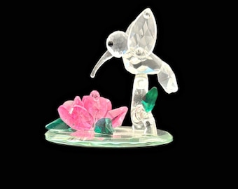 Vintage Austrian Crystal Hummingbird Figurine Hand Crafted Cottage