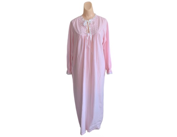 Vintage Damea Pink Long Sleeve Night Gown Brushed Nylon - Etsy