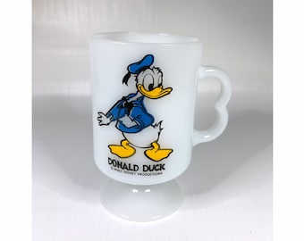 Kalle Anka Walt Disney Productions Vit mjölkglasmugg i piedestal