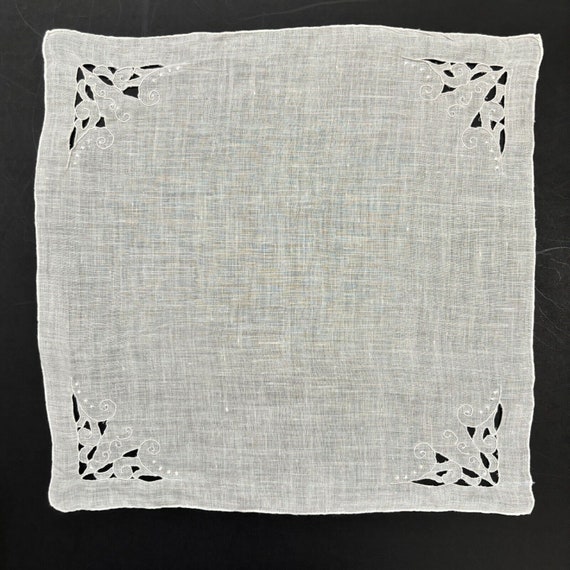 Cutwork 1960s Bridal Wedding Handkerchief Hand Ro… - image 5
